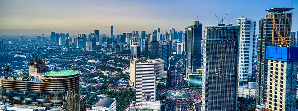 Aerial View Of Cityscape Jakarta By Tom Fisk